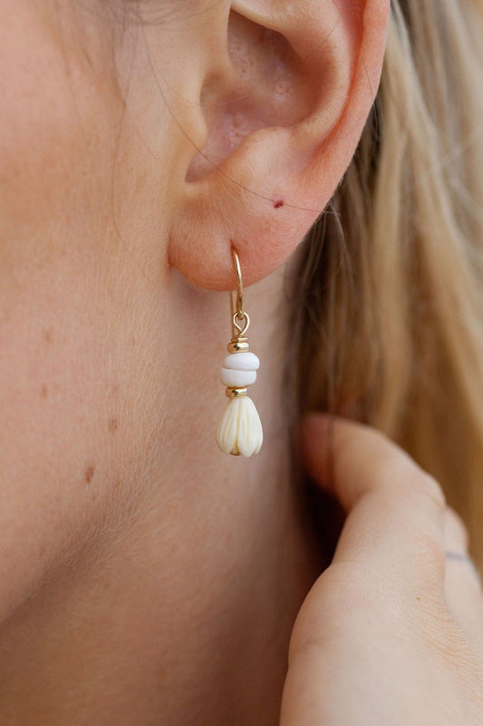 Pikake Puka Drop Earrings - Kēhau