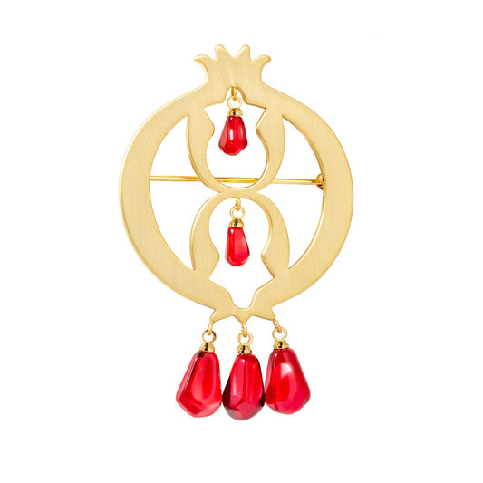 Golden Delight: Pomegranate Brooch with Gold Plating and Seed Detailing