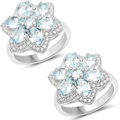 2.88 Carat Genuine Aquamarine .925 Sterling Silver Ring