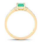 0.82 Carat Genuine Zambian Emerald and White Diamond 10K Yellow Gold Ring