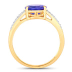2.67 Carat Genuine Tanzanite and White Diamond 14K Yellow Gold Ring