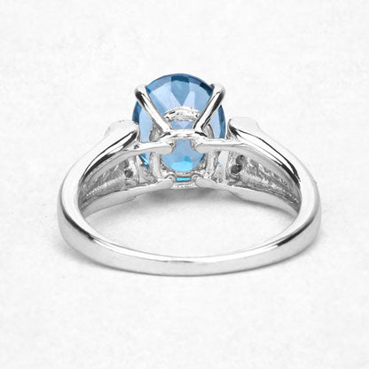 2.72 Carat Genuine London Blue Topaz and Blue Diamond .925 Sterling Silver Ring