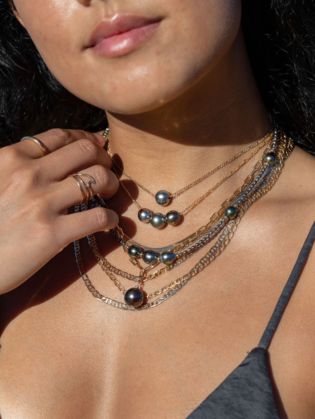 Gold Single Floating Tahitian Pearl Necklace - Miliani