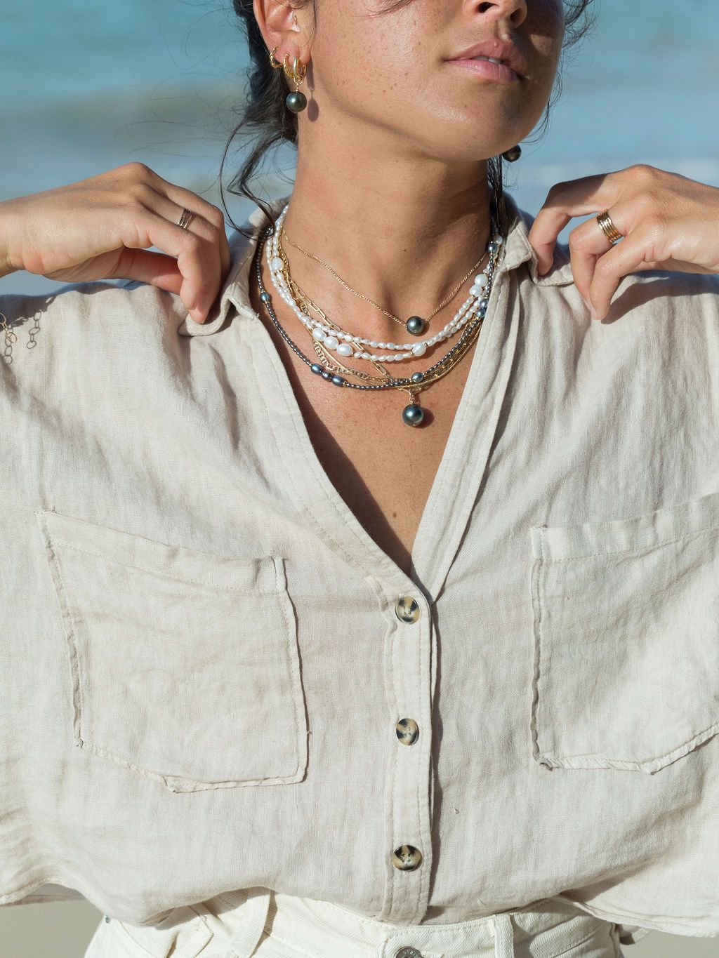Gold Single Floating Tahitian Pearl Necklace - Miliani