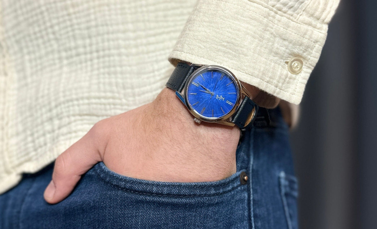wristwatch Blue Sunburst Watch