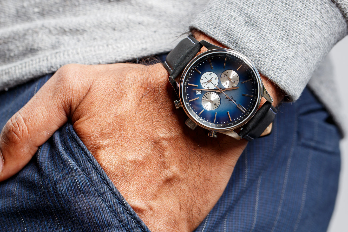 wristwatch Blue Retro Chronograph