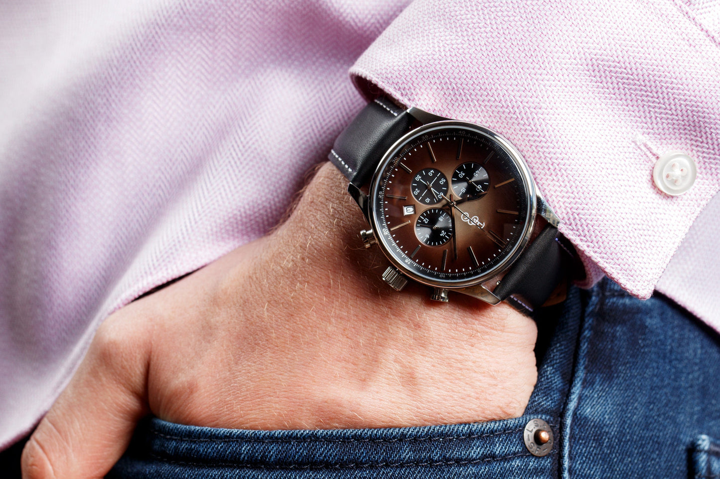 wristwatch Brown Retro Chronograph
