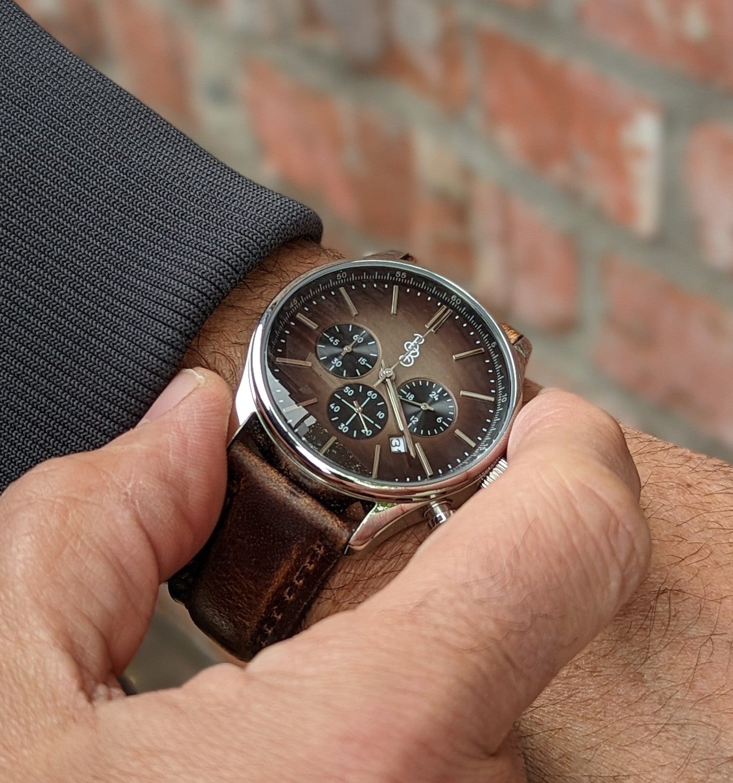 wristwatch Brown Retro Chronograph