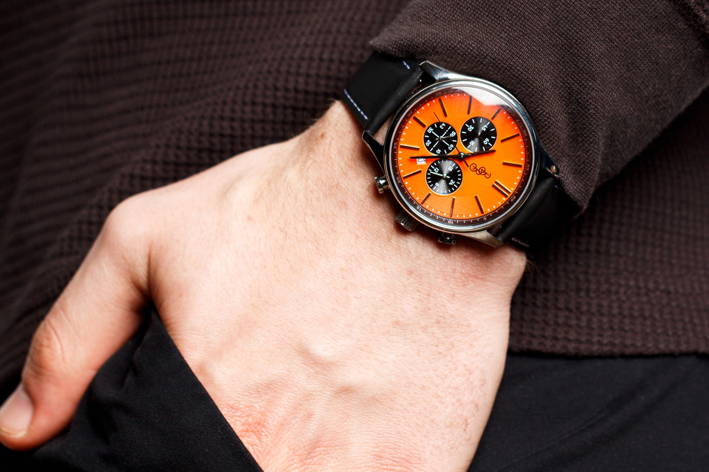 wristwatch Orange and Black Chronograph