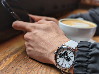 wristwatch White and Black Chronograph