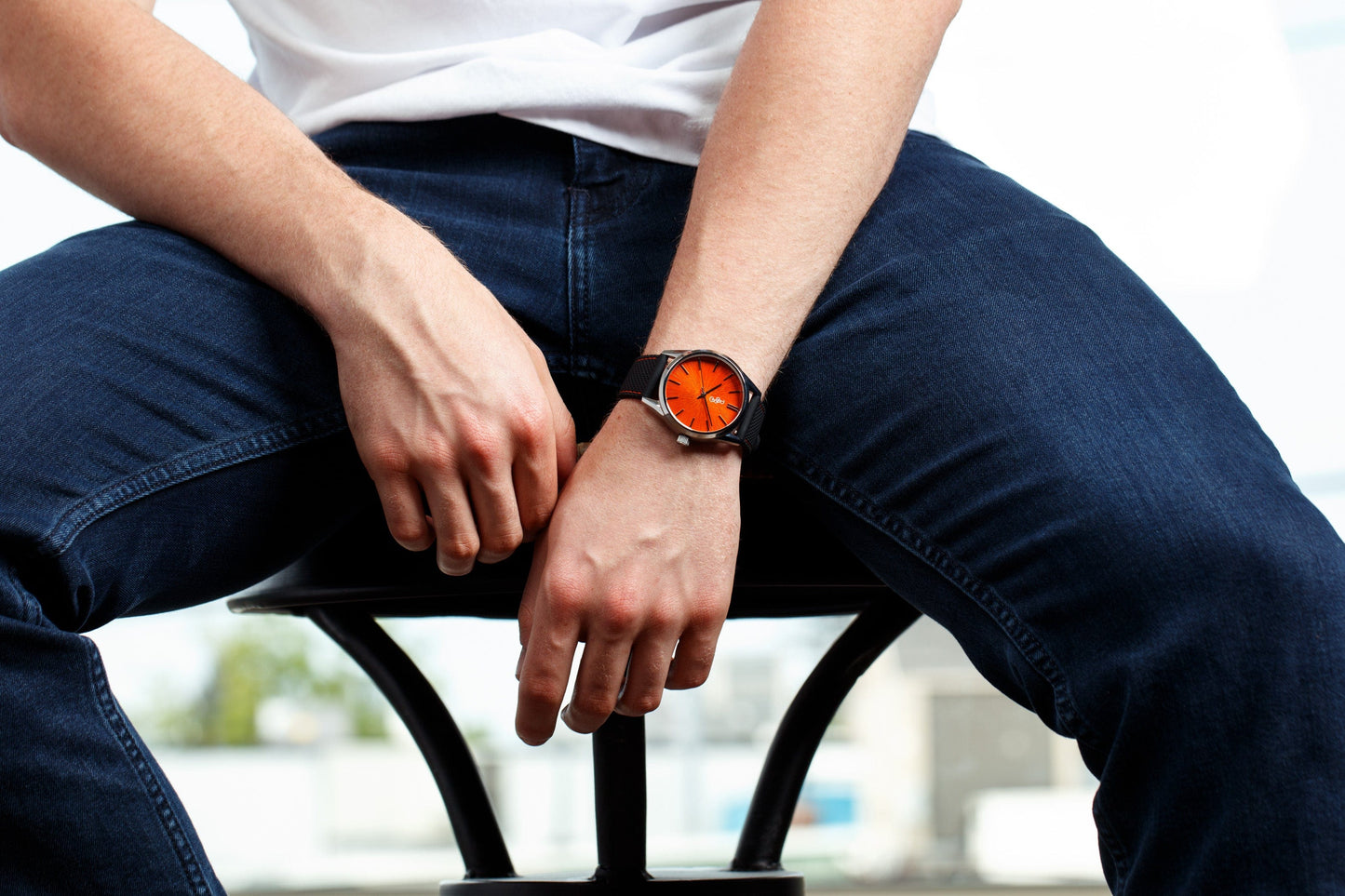 wristwatch Orange Sunburst Watch
