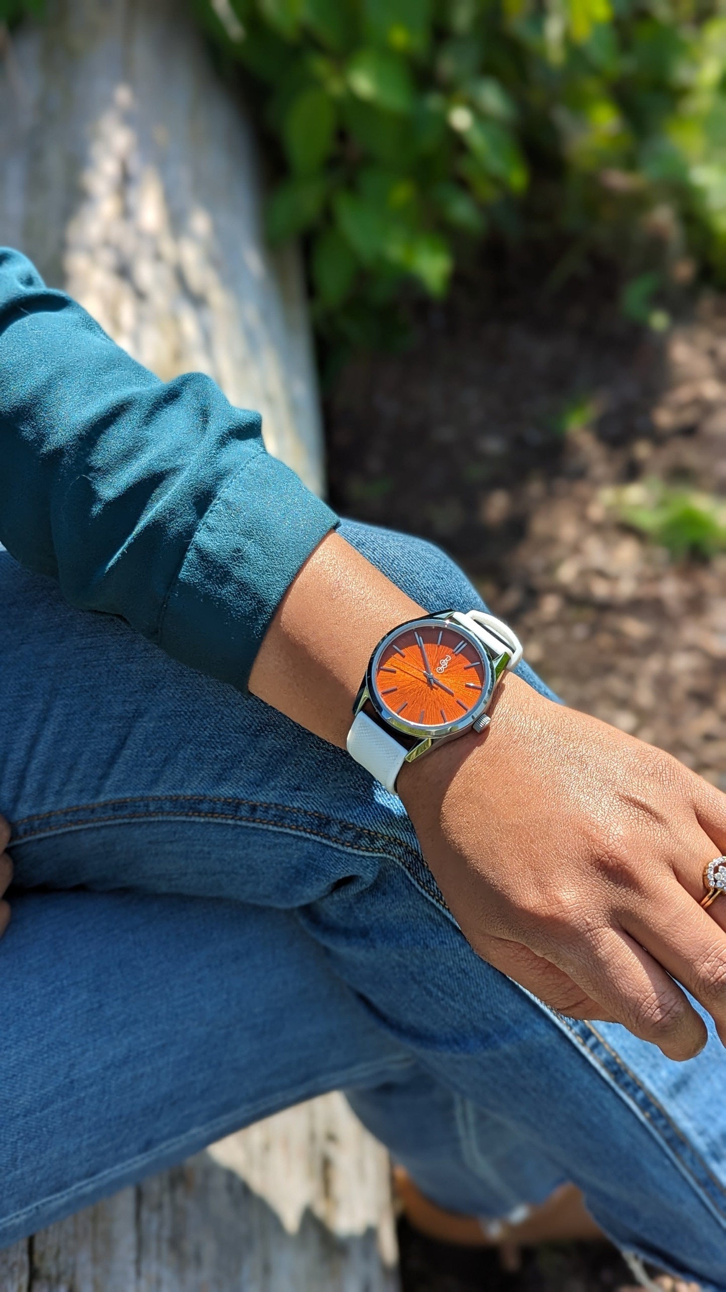 wristwatch Orange Sunburst Watch