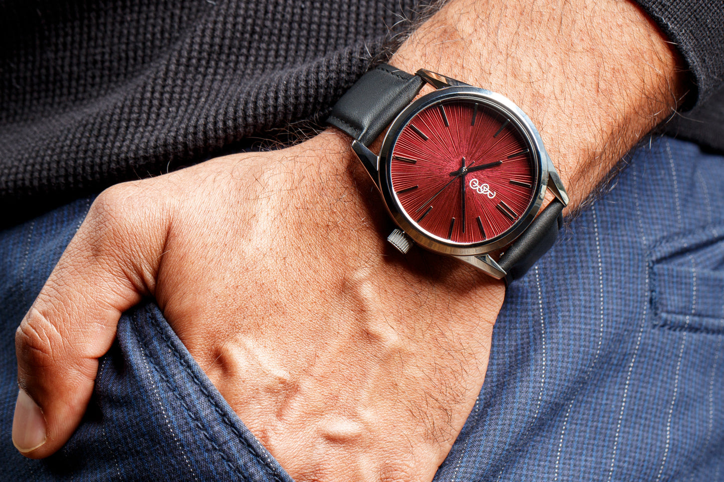 wristwatch Burgundy Sunburst Watch