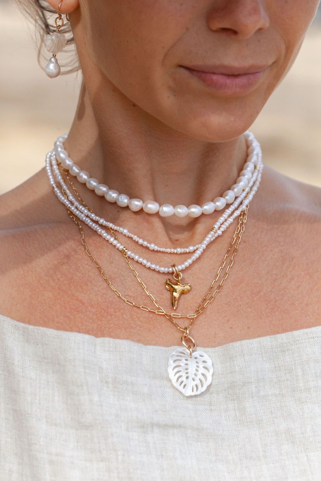 White Pearl Choker Necklace - Ala